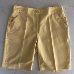 EP Pro Athletic Front Zip Mid Rise Bermuda Golf Shorts Pale Yellow Sz 8 NWOT